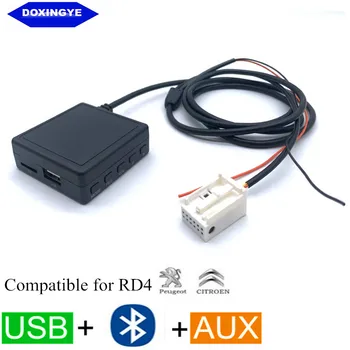 DOXINGYE Автомобилен MP3 Плейър AUX USB TF Bluetooth Интерфейс, CD-Чейнджър Адаптер Bluetooth Хендсфри за Peugeot 307 407 Citroen RD4