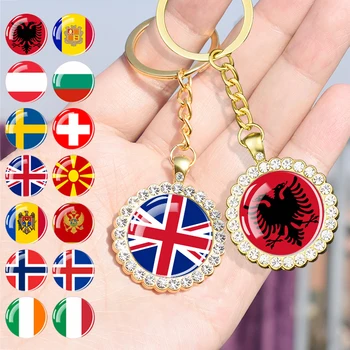 Esspoc Модни Ключодържатели С Флаговете на Европейските Страни, Националните Флагове llavero, Висулки, Кристални Ключодържатели, Ключодържатели, Патриотичен Сувенир, Подарък 0