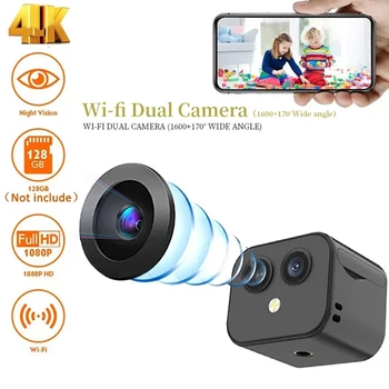HD 4K Мини WiFi IP Безжична Камера за Наблюдение на Сигурността Micro Dual Cam Нощно Снимка Умен Дом Спорт Вграден Монитор Батерия