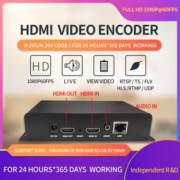 HDMI H265 H264 1080P60FPS видеокодер за стрийминг на IP, протокол за подкрепа на SRT/RTMP/RTSP/TS/HLS-M3U8/FLV/UDP