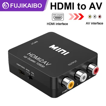 HDMI-съвместим с AV RCA CVSB L/R video Converter HD 1080P HDMI-AV Адаптер За Преносими КОМПЮТРИ CRT TV Конзола Поддръжка на NTSC PAL 0