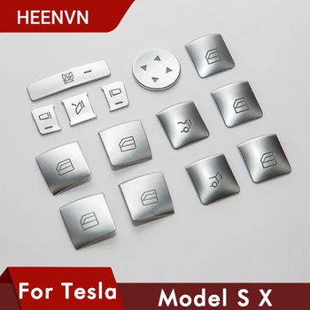 Heenvn 14 бр. прозорец лифт С Бутони Рамка Капак За Tesla, Модел S Аксесоари Модел S Модели ModelX Колата е Сребърен, Нов 0