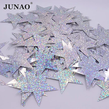 JUNAO 100 г 60 мм Сребърен Цвят, Блясък Голяма Лазерна Звезда Пайети Шевна Плосък Блестка За Дрехи Коледна Украса Занаяти