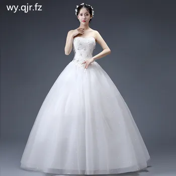 JYJY-14# Бална рокля Есен-зима ново сватбена рокля без презрамки, дантела с бели искри 2019 голям размер дълги Рокли евтино на едро