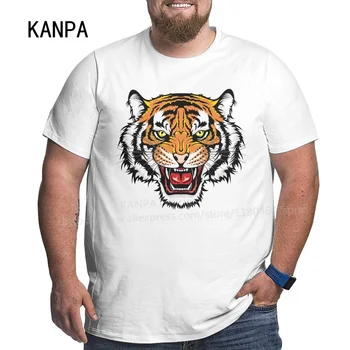 Kanpa 100% Памук 3D Тениски с изображение на Тигър за Големи Мъже, Мъжко Облекло по Образец, Спортни Блузи, тениски с Графити Размер Плюс 6XL