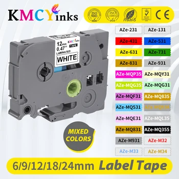 KMCYinks 25 Цвята TZe-231 Лента за Етикети 1БР 231 431 531 631 12 mm Лента за Принтер с Черно върху Бял Етикет Производител на Ламинирани Ленти