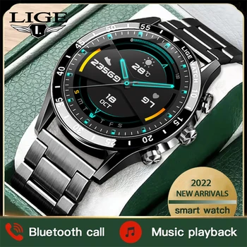 LIGE 2022 Bluetooth Предизвикателство Смарт Часовници за Мъже С Пълен Сензорен Екран Спортни Фитнес Часовник е Водоустойчив Часовник С Метална Каишка За Сърдечен Ритъм Мъжки Умен Часовник