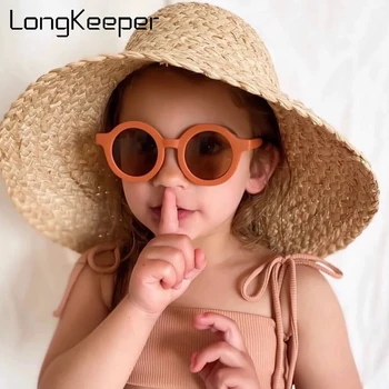 LongKeeper Нови Модни Кръгли Слънчеви Очила Детски Сладки Цветни Слънчеви Очила За Момичета И Момчета Реколта Нюанси UV400 Очила Infantil Gafas