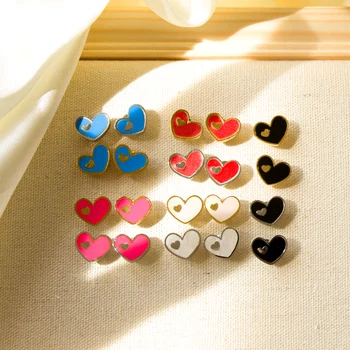 LUXUKISSKIDS, 5 Цвята, Модни Бижута, Обеци-на карамфил във формата на Сърце От Неръждаема Стомана и Комплект За Жени, 2020, Корейски Обеци във формата на Миди, Комплект Brinco