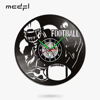 MCDFL Американски Футбол Декоративни Стенни Часовници Безшумни Скали Механизъм Музикални Записи Детско Декорация на Дома, Модерен през Цялата 3D