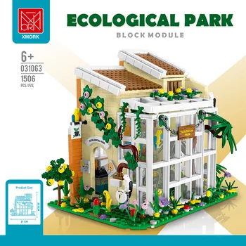 MORK 031063 Екологичен Парк Гледка към Улицата Съвместими с Lego MOC Модулна Архитектура Строителни Блокове, Тухли Забавни Играчки Подарък