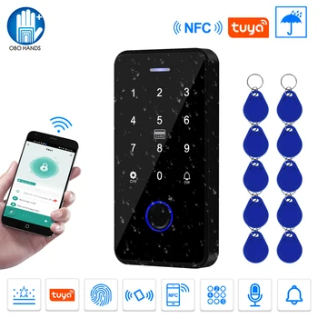 NFC Bluetooth Sasha APP Клавиатура за контрол на достъпа Водоустойчив RFID Клавиатура 13,56 Mhz Биометричен пръстов Отпечатък Тъчпад Осветление Отваряне на Врати
