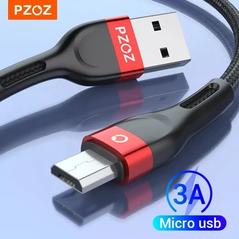 PZOZ Micro USB Кабел За Бързо Зареждане, Кабел За Данни, 2 М, 3 М За Samsung S7 Xiaomi Redmi Note 5 Pro Android Мобилен Телефон microUSB Зарядно Устройство 0