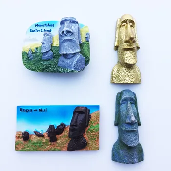 QIQIPP Обект на Световното наследство на Великденския Остров, Чили каменна статуя Моаи, ръчно рисувани, магнитни стикери за хладилник