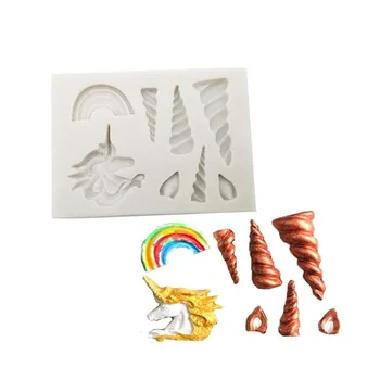 Rainbow Unicorn Фондан Силиконова Форма Бисквити Шоколад Форма На Захарни Изделия Бонбони, Бисквити Кубчета Лед Форма За Печене На Торта, Украса Инструменти
