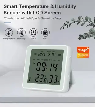 Sasha WiFi Сензор за температура и влажност с LCD дисплей Интелигентен Дом Дистанционно Управление Сензор за влажност в помещението Чрез приложение Smart Life