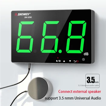 SNDWAY Цифров Измерител на Нивото на звука SW-525G 30 ~ 130 db LCD Дисплей Индикатор за Вътрешен/Външен Шум Измервателен Инструмент, с монтиран на стената Децибела Метър
