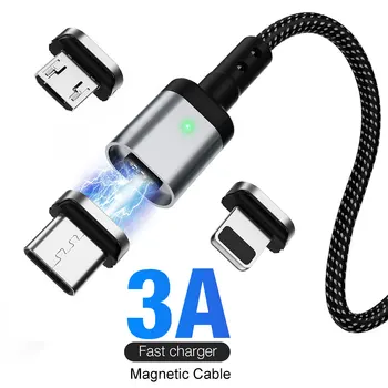 Suntaiho 3A Магнитен Кабел Micro USB Type C Магнитен Кабел за зареждане на Магнитното Зарядно Устройство За iPhone Samsung Xiaomi Кабел За Предаване на Данни Кабел
