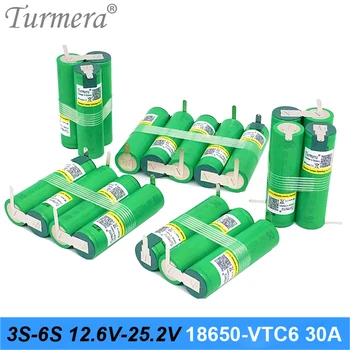 Turmera 3 S 12,6 4S 16,8 В 5S 21 6 S 25 В Отделението блок US18650VTC6 3000 mah Батерия 30A за шуруповерта Shurika Батерия (Конфигуриране) 0
