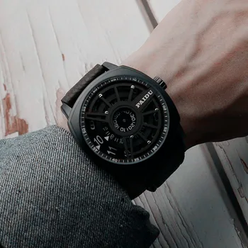 UTHAI CE93 в стил пънк, Европейски и американски играч, нови концептуални часовници за мъже, водоустойчиви моден кварцов часовник с голям циферблат и колан