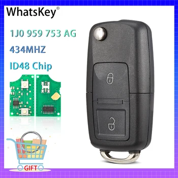WhatsKey Дистанционно Автомобилен Ключ 434 Mhz ID48 За Volkswagen VW Beetle Bora, Passat, Polo Golf Превозвачът 1J0959753AG За Skoda За Седалка 0