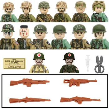 WW2 Военна 101-аз съм въздух-въздушна Дивизия на САЩ Строителни Блокове на военноморска специални сили Фигурки на Войници на Оръжие, Каска Тухли Детски Играчки Подарък 0