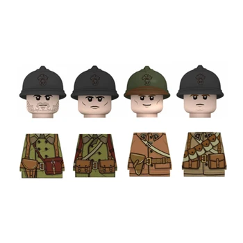 WW2 Франция Пехотен Корпус Войници Строителни Блокове WW1 Военна Франция Армейски Каска Част от Оръжието Мини Тухли Играчки За Деца