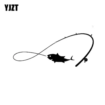 YJZT 13 см * 5,4 см Модни Риболовна риболовен Прът Рибар Риба Хоби За Мъже Vinyl Стикер На Прозореца на Колата Етикети Черен, Сребрист Цвят C11-0105