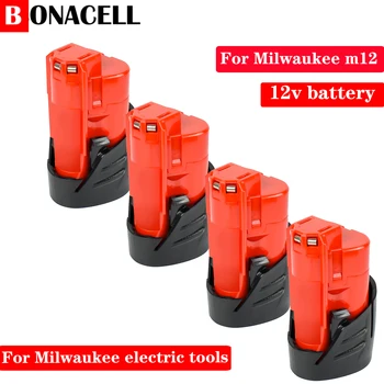 Акумулаторна батерия 12V 3.0 Ah 3000mAh за Безжични инструменти Milwaukee M12 X 48-11-2402 48-11-2411 48-11-2401 MIL-12A-LI