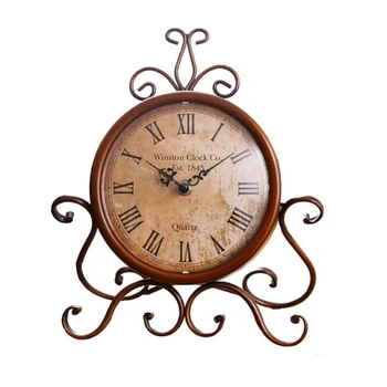 Американски кънтри ретро ковано желязо тъпо часовници Европейската хол Стари Римски Цифри настолни часовници, Настолни Украса mx507105