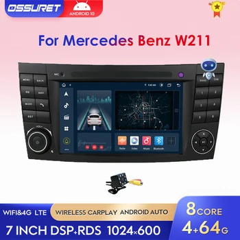 Андроид 10 2 Din Радио За Mercedes Benz E-Class W211 E200 E220 E300 E350 Стерео Приемник На Радио Восьмиядерный Авто Мултимедиен Плеър 0