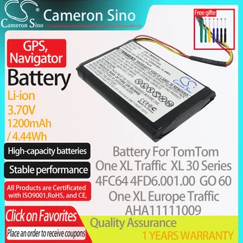 Батерия CameronSino за TomTom One XL Traffic XL 30 Series GO 60 4FC64 4FD6.001.00 подходяща за TomTom AHA11111009 GPS, батерия за навигатор 0
