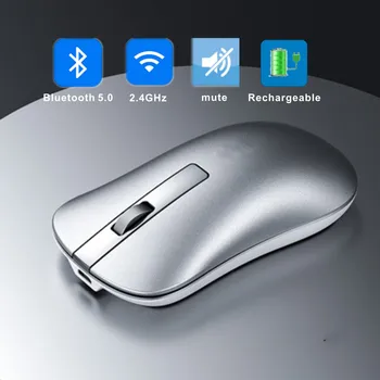 Безжична Мишка Акумулаторна Ергономична Bluetooth Мишка За Компютър PC Тиха Детска Мишка За Лаптоп 2в1 Безжични Bluetooth Мишки