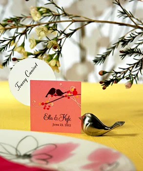 Бърза доставка! Сватбена услуга Sweet Love Bird Place Card / Притежателя Меню Сувенири с Матово покритие Сребърен Едро 0