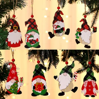 Весела Коледна Украса От Дървен Джудже На Дядо Коледно Дърво Висящи Бижута Висулка Навидад Декор Честита Нова Година 2022 Детски Играчки 0