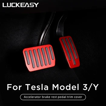 Вземе Подножието На Педала От Алуминиева Сплав За Tesla, Модел 3 Модел Y Педала На Газта Спирачки Педал Почивка Подложки Подложки На Кутията Model3 2022 Аксесоари 0