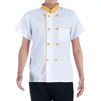 Висококачествени унисекс униформи готвач Хотелската Кухненски работно облекло с Къси Ръкави униформи на главния готвач на Ресторанта риза за готвене camisa masculina