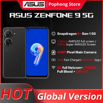 Глобалната версия на ASUS Zenfone 9 Мобилен телефон 5,9-инчов 120 Hz AMOLED Snapdragon 8 + Gen 1 Восьмиядерный 30 W Бързо зареждане на 50 Mp Две камери