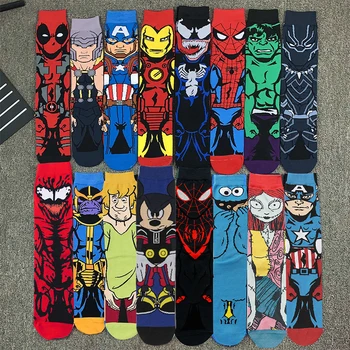 Гореща разпродажба, 1 чифт Чорапи с принтом Аниме Marvel, Мъжки и Дамски чорапи, Мультяшные Чорапогащи, Чорапи за Cosplay, хип-хоп, Ежедневни чорапи за възрастни 0