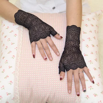 Дамски Елегантни, Очарователни Слънчеви ръкавици без пръсти, Дамски Ръкавици За Шофиране, Анти-UV, Дантелени Вечерни Ръкавици, Прозрачни Еластични Ръкавици без пръсти 0