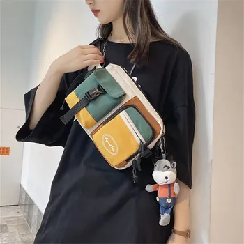 Дамски Мъжки Отличителни Чанти, Найлонова Чанта през Рамо за Телефон, Тенденция Корейската Мода 2022 Г., Скута Чанти за Ученици, Bolsas