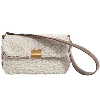 Дамски чанти от изкуствена кожа от вълна от овце, Луксозна Дамска Чанта на рамото, на Новост на Зимата 2021, Дамска Чанта, Дамски Чанти, Дизайнерска чанта за подмишниците 0