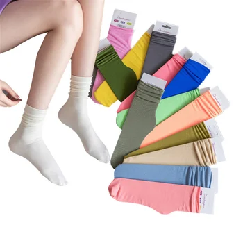 Дамски Чорапи, Летни Пролетни Тънки Свободни Чорапи, Кадифено Меки Дишащи Дълги Чорапи, Обикновен Модерен Студентски Чорапи За Момичета