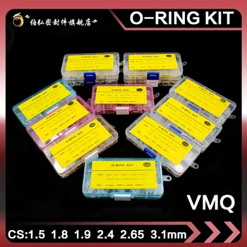 Дебелината на запечатване на пръстените от силиконов каучук 1.5/1.8/1.9/2.4/2.65/3.1 мм бяло О-пръстен VMQ Миене oring комплект Гама от Комплект О-Пръстен
