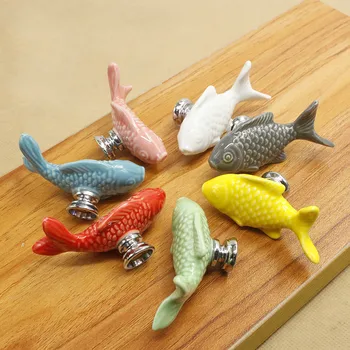 Дръжка Чекмедже деца Химикалки Форми на Риби керамични Дръжки за Детска Стая Дръжки на Кухненски Шкаф Дръжки на Гардероба на кабинета Хардуер