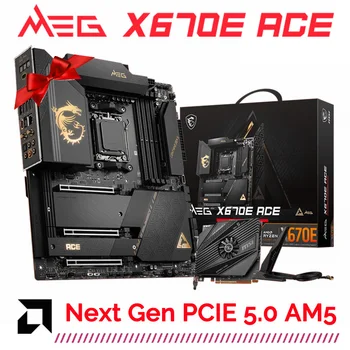 Дънна платка MSI MEG X670E ACE AM5 DDR5 AMD X670 AMD Socket AM5 Процесор Ryzen 7000 серия AM5 128 GB, PCI-E 5,0 AM5 M. 2 ATX Нова 0
