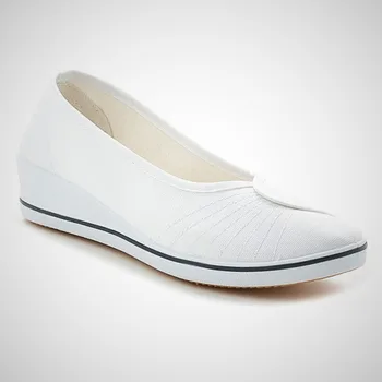 Една дума, Марка 2022, нови Обувки, медицински Сестри, Дамски Бели Обувки За красота На Наклонено Ток, Малки Бели Обувки, Стара Пекин на Тъканта, Обувки На плоска подметка 0