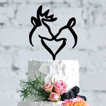 Елен и елен Сърцето Сватбена Торта Topper Романтична Елен Сватбена Торта Topper Ловец на Тема Сватбена Торта Topper 0