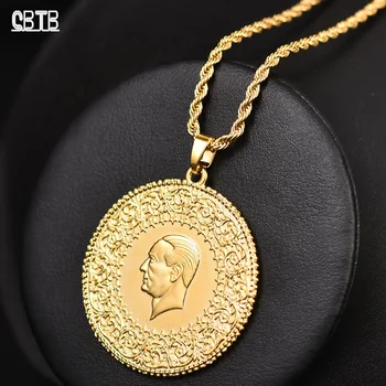 Жените Са Три Размера Мюсюлманин Ислямът Турция Ататюрк Висулка От Арабски Колие Самоличността На Мода Златна Монета Бижута Подарък На Едро