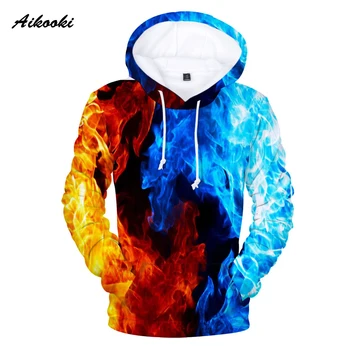 жълто-синя 3D огненият есенна мъжки hoody, женски стръмни блузи, връхни дрехи, зимни скъпа hoody, пуловер за момчета, облекла в стил хип-хоп